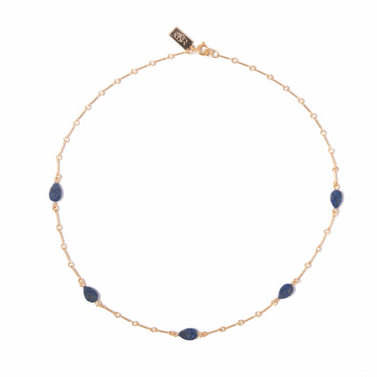 Lapis Teardrop Minimal Charm Necklace
