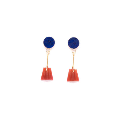 Lapis and Vintage Glass Drop Earrings