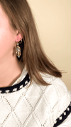 Oval Glass Lampwork Bead Earrings- A