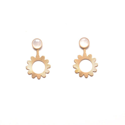 Mother of Pearl Studs with Starburst Flower Jackets