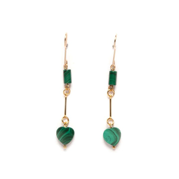 Malachite Heart Drop Earrings