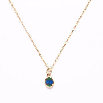 Malachite + Lapis Oval Charm Necklace