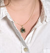Square Charm Necklace with Malachite, Onyx, and Tiger's Eye