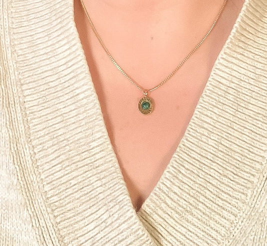 Malachite Vintage Starburst Charm Necklace