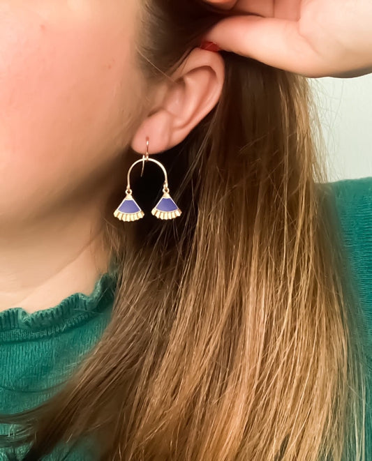 Peplum Swing Earrings in Matte Cobalt- Limited Edition
