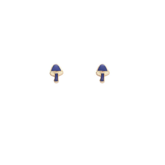 Tiny Mushroom Studs in Matte Cobalt- Limited Edition