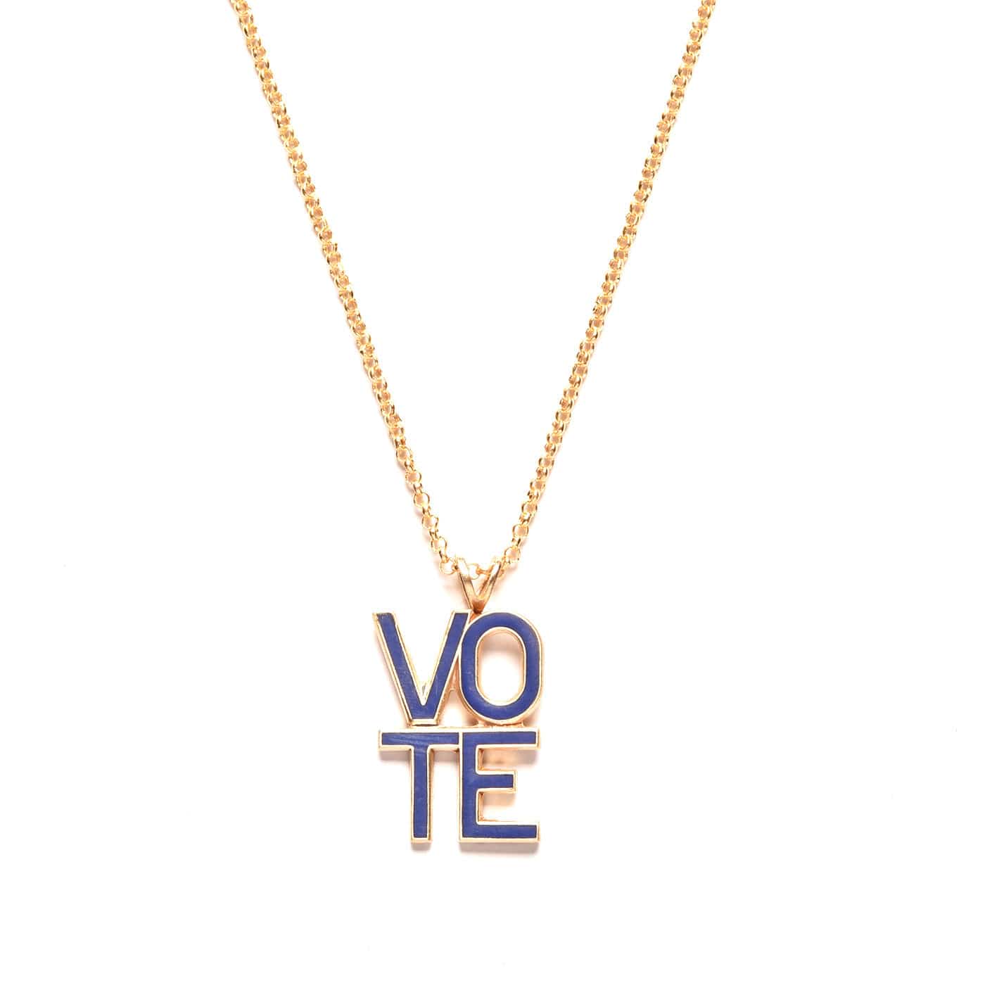 matte-cobalt-vote-necklace handmade jewelry by michelle starbuck designs