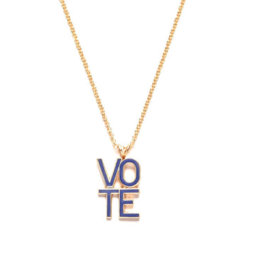 matte-cobalt-vote-necklace handmade jewelry by michelle starbuck designs