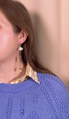 Moonstone, Pearl, Angelite, and Serpentine Composition Earrings