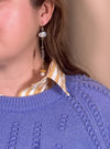 Moonstone, Pearl, Angelite, and Yellow Jade Composition Earrings