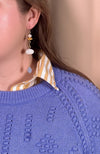 Moonstone, Pearl, Angelite, and Yellow Jade Composition Earrings