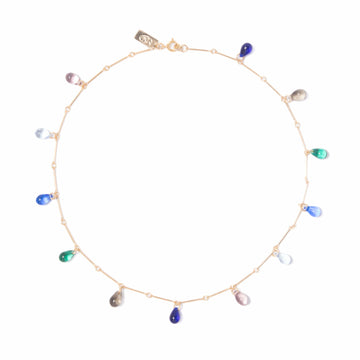 Multicolor Teardrop Fringe Necklace / Cool