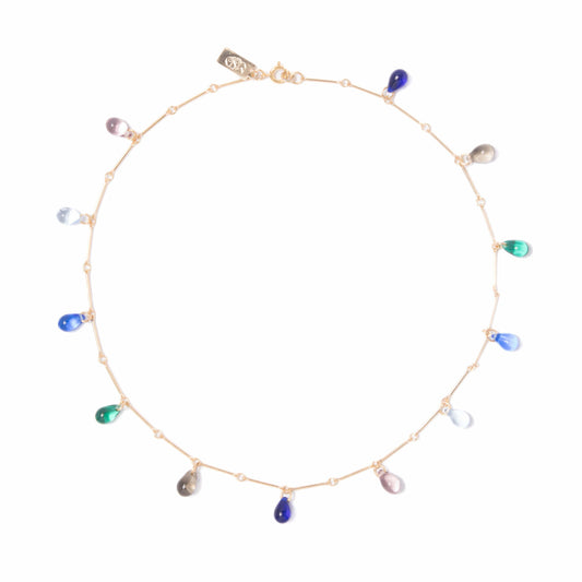 Multicolor Teardrop Fringe Necklace / Cool