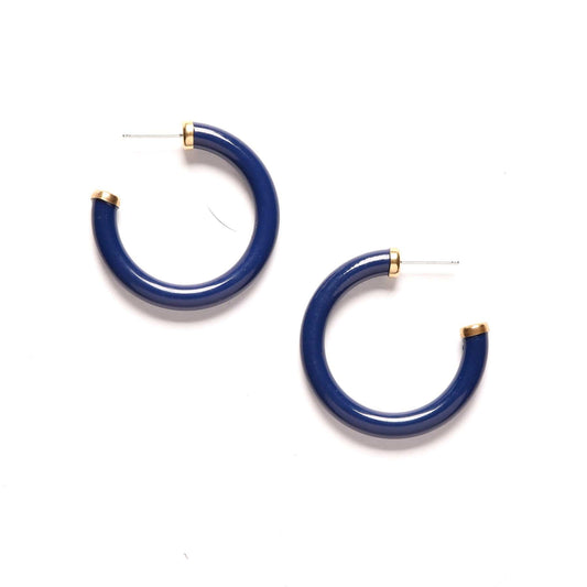 Navy Blue Hoop Earrings