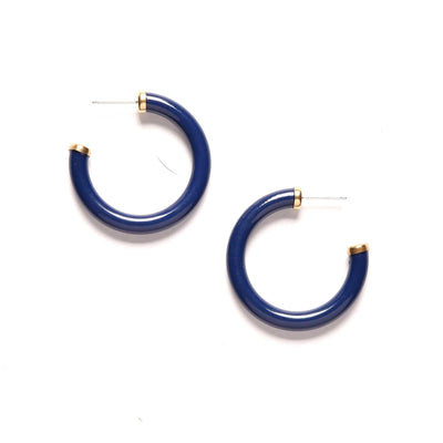 Navy Blue Hoop Earrings