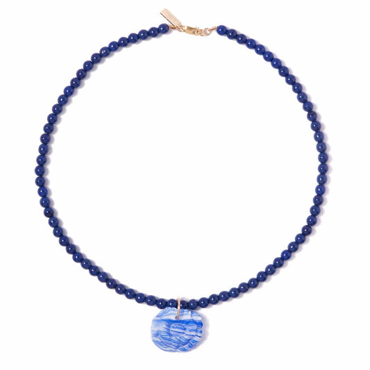Cobalt + Navy Beaded Pendant Necklace