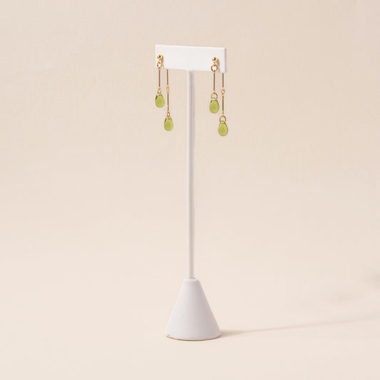 Olive Glass Double Drop Earrings
