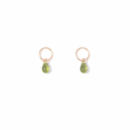 olive-glass-teardrop-stud-earrings-gold-fill handmade jewelry by michelle starbuck designs