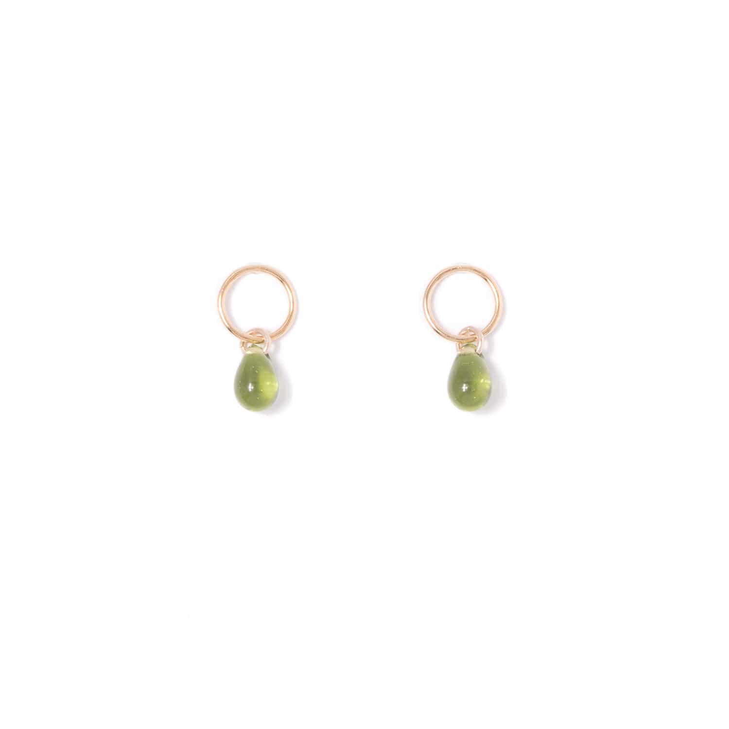 olive-glass-teardrop-stud-earrings-gold-fill handmade jewelry by michelle starbuck designs