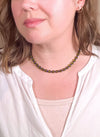 Olive + Cobalt Glass Beaded Necklace