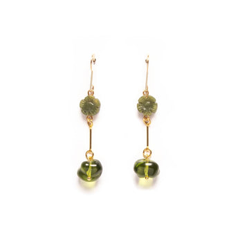 Jade + Olive Glass Drop Earrings