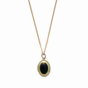 Oval Locket Necklace with Onyx