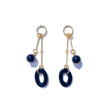 Onyx+ Black Glass Swing Earrings