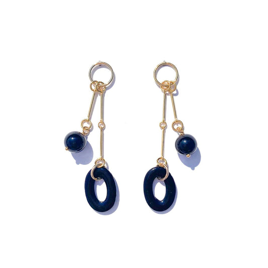 Onyx+ Black Glass Swing Earrings
