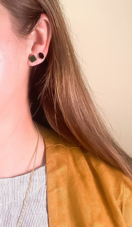 Onyx + Wyoming Jade Mismatched Studs