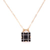 Onyx + Mother of Pearl Grid Pendant Necklace