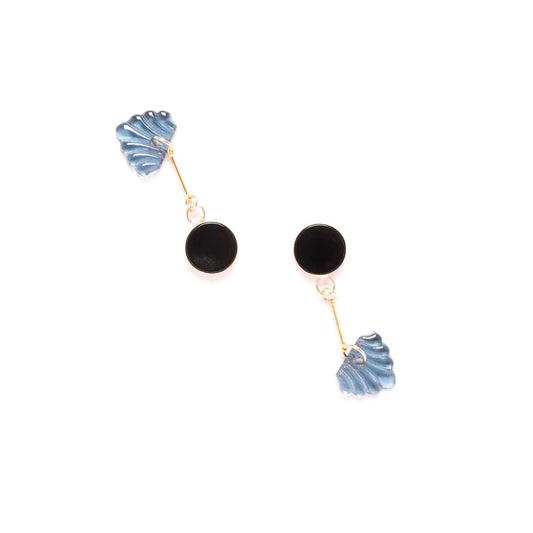 Onyx and Vintage Glass Drop Earrings