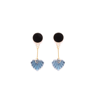 Onyx and Vintage Glass Drop Earrings