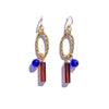 Vertical Oval Earrings with Mocha and Cobalt Beads