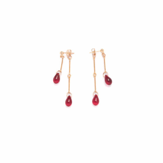 Oxblood Glass Double Drop Earrings