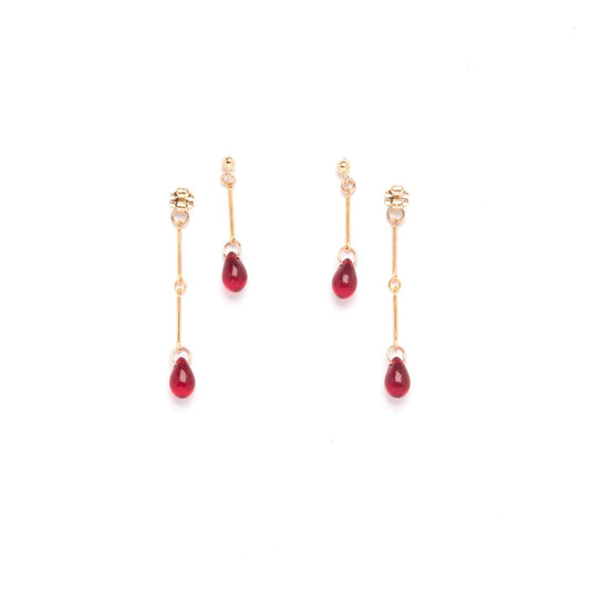 Oxblood Glass Double Drop Earrings