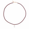 Mother of Pearl Fish Charm Beaded Necklace in Oxblood