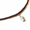 Mother of Pearl Fish Charm Beaded Necklace in Oxblood