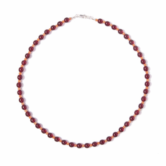 Oxblood + Carnelian Glass Beaded Necklace