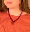 Glass Carnelian + Oxblood Beaded Pendant Necklace