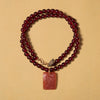 Glass Carnelian + Oxblood Beaded Pendant Necklace