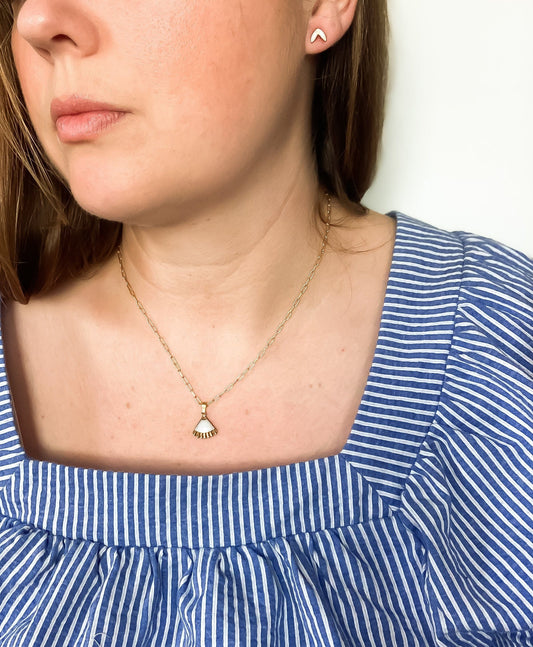 Peplum Charm Necklace in Pearl