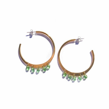 Hoops with Peridot Glass Teardrops