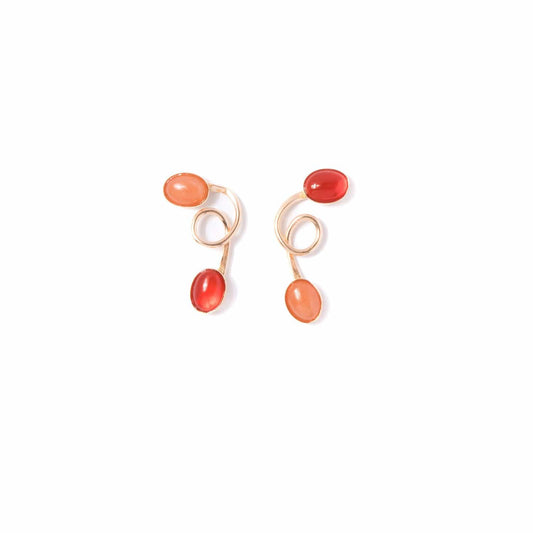 Pink Aventurine + Carnelian Cursive Earrings