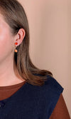 Pink Aventurine + Carnelian Cursive Earrings