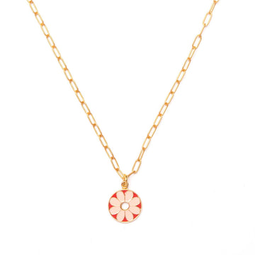 Flower Power Charm Necklace in Pink + Red