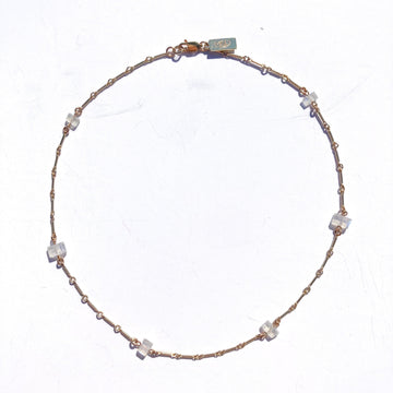 Rainbow Moonstone Minimal Charm Necklace