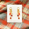 Charm Earrings with Red Jasper, Czech Glass, and Freshwater Pearls