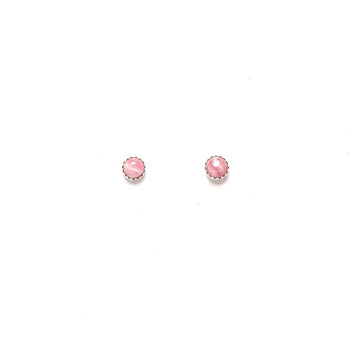 Silver Rhodochrosite Studs