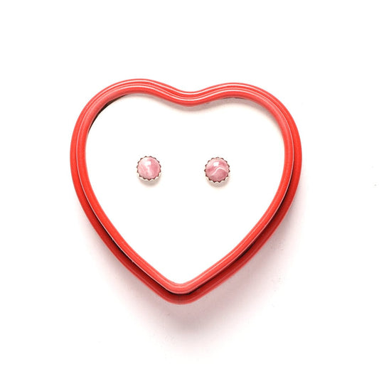 Silver Rhodochrosite Studs