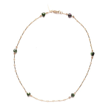 Ruby Zoisite Heart Minimal Charm Necklace